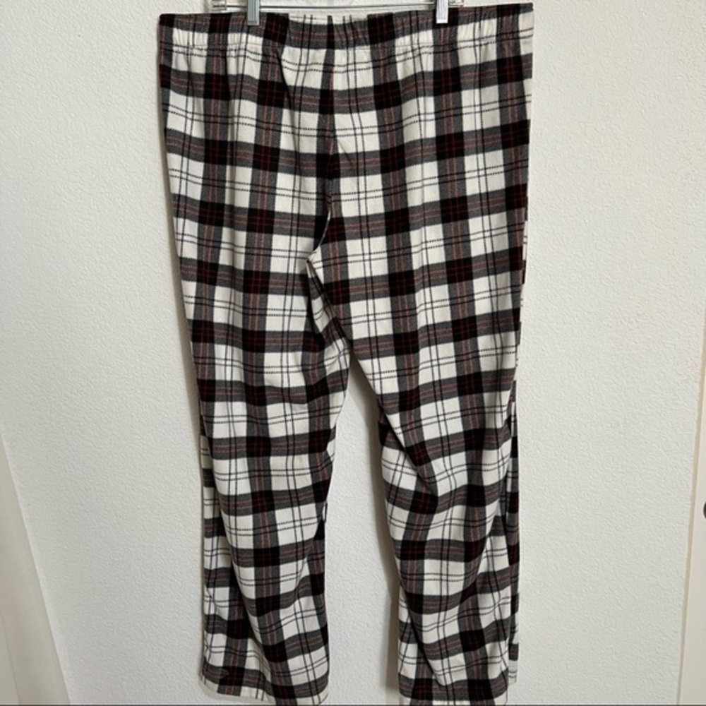 Men's Fleece White Black Red Tartan Plaid PJ Bottoms Lounge Pants New XXL